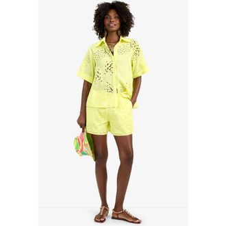 Trina Turk Alody Cotton Eyelet Shorts in Citrus at Nordstrom, Size X-Small