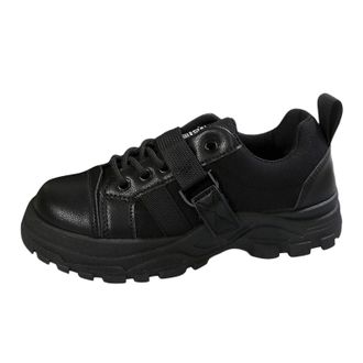 Generic Womens Fashion Leather Lace Up Low Top Sneakers for Everyday Casual Wear and Comfortable Walking Footwear (Black, 5.5)