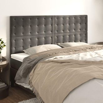 vidaXL Cabeceros 4 Unidades De Terciopelo Gris Oscuro 100x5x78/88 Cm Vidaxl