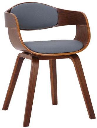 Clp Silla de madera con asiento en Simil cuero Nogal/gris