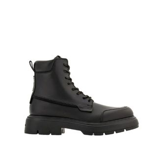 Ferragamo Black Calfskin Lace-Up Mens Boots