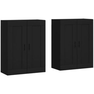vidaXL Wall Mounted Cabinets 2 pcs Black Engineered Wood Vidaxl
