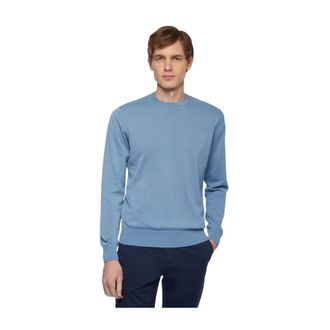 Brooks Brothers Mak&ograve; Cotton Jumper - male - Brooks Brothers - Round-neck Knitwear - Blue - XL - Knitwear