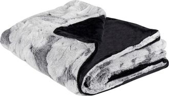 Beliani Manta De Poli&eacute;ster Gris Claro 150 X 200 Cm Colcha Patr&oacute;n Floral Pelo Suave Kosi