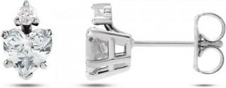 Allurez Heart Natural White Sapphire & Natural Diamond Stud Earrings 14K White Gold (0.61ct)