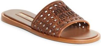 Miu Miu Woven Slide Sandal in Cognac at Nordstrom, Size 35.5