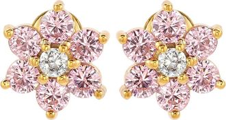 Suzy Levian Sterling Silver & CZ Pink Flower Stud Earrings at Nordstrom Rack