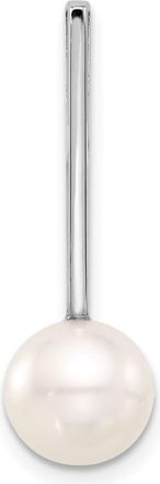 Diamond2Deal 14K White Gold 8-9mm Round White Freshwater Cultured Pearl Drop Chain Slide