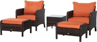 OUTSUNNY 5 Pieces Outdoor Patio Furniture Set Wicker Conversation Set Brown | TJ Hughes