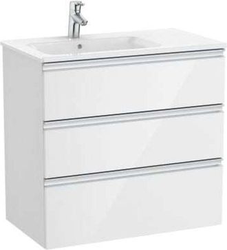 Roca Roca - Pack Unik Mueble Base De 3 Cajones + Lavabo The Gap Color: Blanco Brillo - Posici&oacute;n Del Lavabo: Izquierda