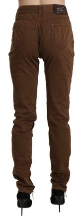 Ermanno Scervino Womens Brown High Waist Skinny Trouser Cotton Pants