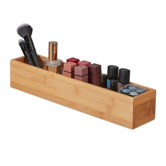 Relaxdays Relaxdays - Set 8 Cajas De Almacenaje Bamb&uacute;, Organizador Escritorio, Cajita Larga Y Estrecha, Ba&ntilde;o, Cocina, 7x38x8 Cm, Natural