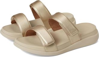 FitFlop Womens FitFlop F-Mode Go Sandals Platino Faux Leather Two-Bar Slide RHS6648