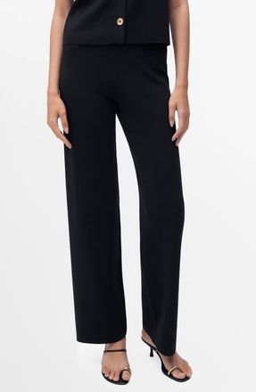 Mango Straight Leg Knit Pants in Black at Nordstrom, Size X-Small