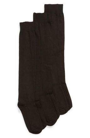 Hue 3-Pack Flat Knit Knee High Socks in Black at Nordstrom