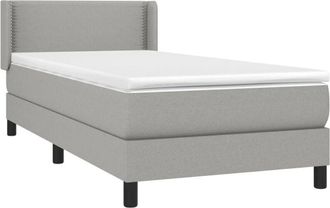 vidaXL Cama Box Spring Con Colch&oacute;n Tela Gris Claro 80x200 Cm Vidaxl