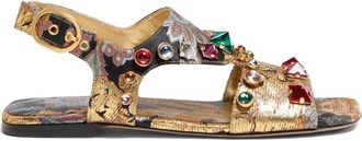 Valentino Garavani Preshoes sandals - women - Calf Leather/Polyester/Polyester/Crystal - 36.5 - Gold