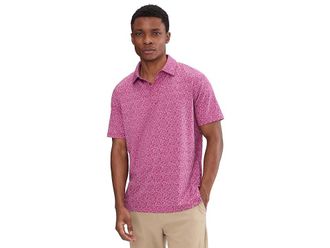 Johnston & Murphy Xc+ Ace Printed Performance Polo Mens Clothing Flamingo/ Magenta : 2XL, Polyester/Spandex
