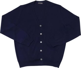Drumohr Moderne Cardigan - Heren - Vesten - Blauw - 3XL - Wol - Truien & Vesten