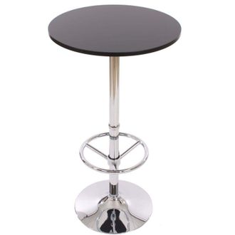 Hhg Hhg - Mesa De Bar Mesa De Bar Mesa De Bistro Mesa De Recepci&oacute;n Bari Con Reposapi&eacute;s &Oslash;60cm, Negro