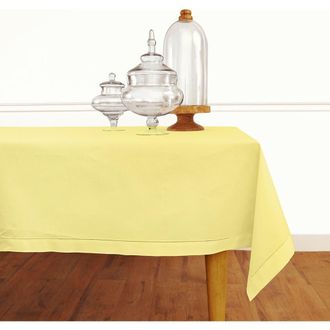 Solino Home Cotton Linen Hemstitch Tablecloth for Dining Table, Holiday and Everyday Dining Table Decor in Yellow at Nordstrom, Size Xx-Small