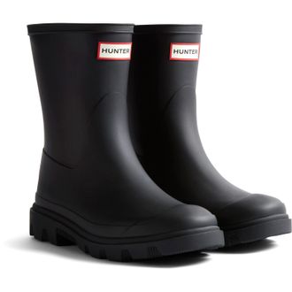 Hunter Downpour Short Rubber Womens Black Wellington Boots - Size UK 8
