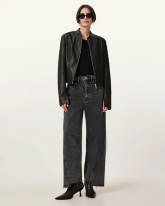 AllSaints Sadler Slim Fit Leather Jacket