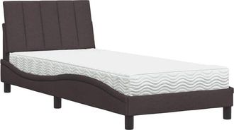 vidaXL Cama Con Colch&oacute;n Tela Marr&oacute;n Oscuro 80x200 Cm Vidaxl