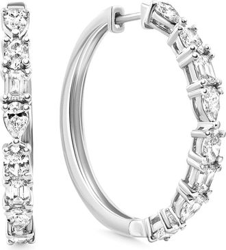 Pompeii3 4.34 Ct Multi Fancy Shape Diamond Hoops 14k Gold Lab Grown Womens Earrings