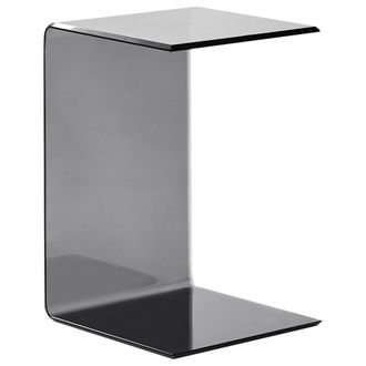 Beliani Mesa Auxiliar Moderna De Vidrio Semitransparente Cantilever 40 X 61 Cm Negro Lourdes