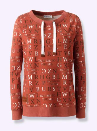 Casual Looks Sweatshirt CASUAL LOOKS, Damen, Gr. 38, rot (rostrot, ecru, bedruckt), 100% Baumwolle, gemustert, mehrfarbig, Rundhals, Sweatshirts Sweatshirt