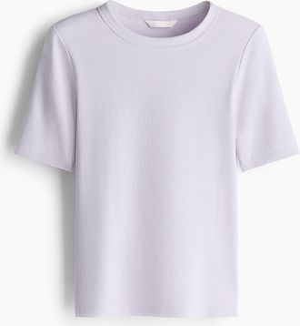 H&M Geripptes T-Shirt - Flieder