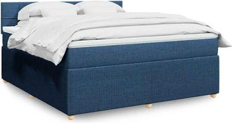 vidaXL Vidaxl - Cama Box Spring Con Colch&oacute;n Tela Azul 180x200 Cm