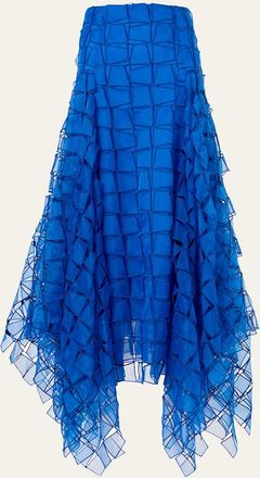 Akris Embroidered Organza Maxi Handkerchief Skirt