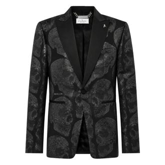 Philipp Plein Blazer Skull - Heren - Jassen - Zwart - Maat: 2XL Leer