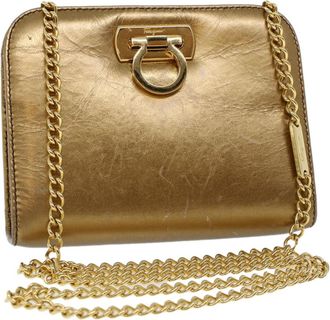 Ferragamo Vintage Gancini Chain Shoulder Bag Leather Leather Bag (Pre-Owned)