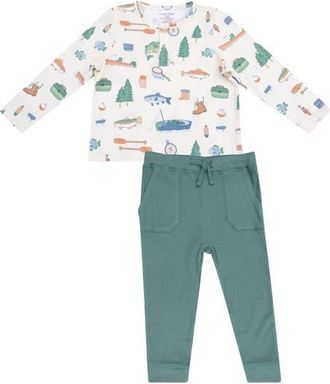 Angel Dear Kids Fishing Things Henley & Joggers Set in Frosty Spruce at Nordstrom, Size 12-18M