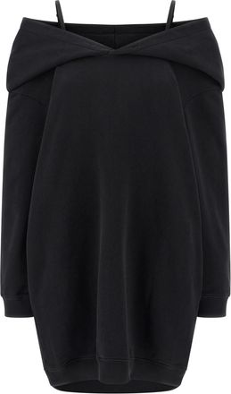 Maison Margiela Black Off-shoulder hooded dress