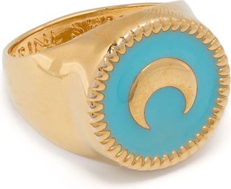 Marine Serre Anello a sigillo con dettaglio smaltato - Oro