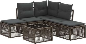 vidaXL Conjunto De Sof&aacute;s De Jard&iacute;n 6 Uds. Gris Rat&aacute;n Sint&eacute;tico Vidaxl