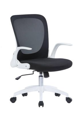 OEM Silla De Oficina Wellington, Silla Ejecutiva De Malla Con Reposabrazos, Asiento Ergon&oacute;mico Con Reposabrazos Abatibles, Cm 60x59h86/96, Negro Et Blanc