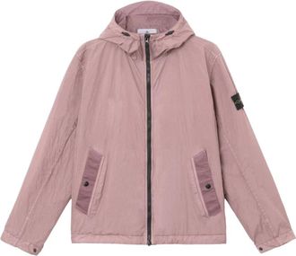 Stone Island Jassen, Heren, Paars, XL, Nylon, Garment Dyed Crinkle Reps NY Jacket