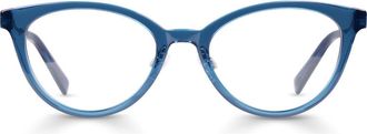 Eyebobs Statuette 51mm Cat Eye Reading Glasses in Lake Blue Crystal /Silver at Nordstrom, Size +1.50