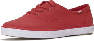 Keds Womens Champion Canvas Lace Up Sneaker, Neon Red Canvas, 3.5 UK