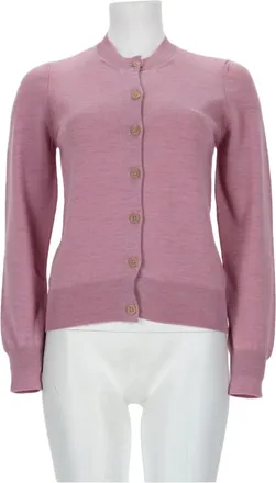 A.P.C. Fitted Pink Cardigan With Puff Sleeves And Ribbed Details