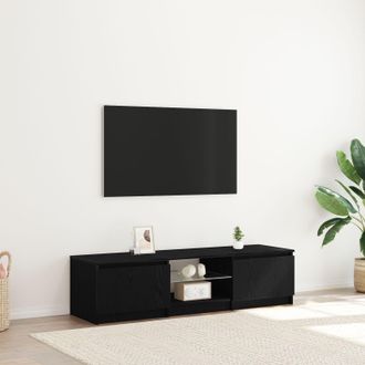 Berkfield Home TV Cabinet with LED Lights - Black Oak, 140x40x35.5 cm, Made from Engineered Wood | Size: 140x40x35.5 cm