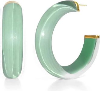 Gold & Honey Womens Small Illusion Lucite Hoop Earrings In Moody Jade