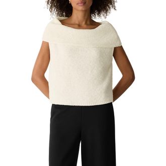 Eileen Fisher Cowl Neck Organic Cotton Blend Sweater in Ecru at Nordstrom, Size X-Large