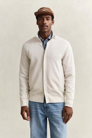 GANT Men Sacker Rib Zip Sweatshirt (XXXL) SEED MELANGE