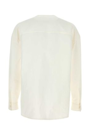 Jil Sander Mens White Linen Blend Shirt Latte Lino Viscosa Camicie